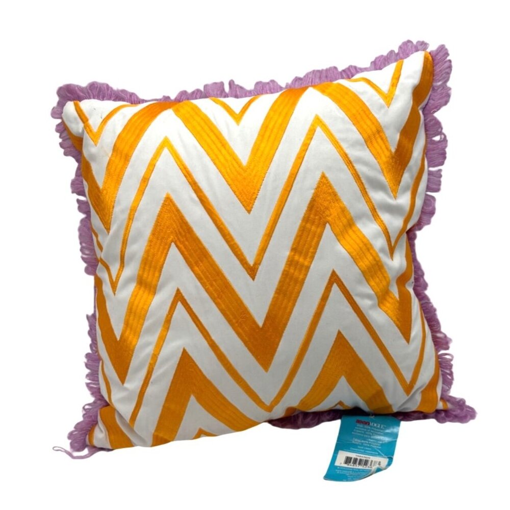 Teen Vogue Mojave Blue 16” Decorative Pillow, Orange/White/ Purple